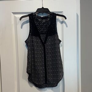 Sanctuary Black and Gray Lace Tank Top